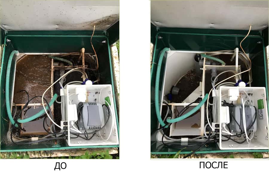 до и после ремонт обслуживание септика биодека